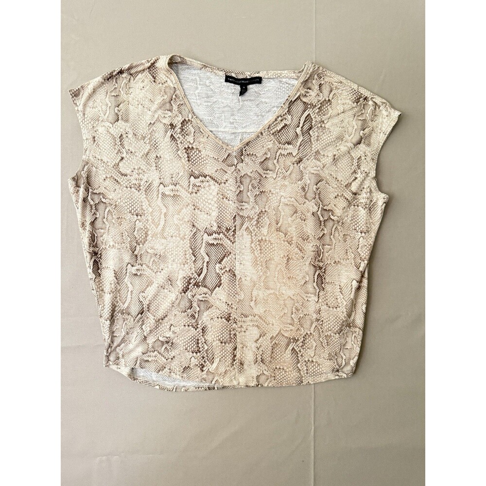 Women’s White House Black Market Snake Print Top  Cap Sleeves Summer Casual M